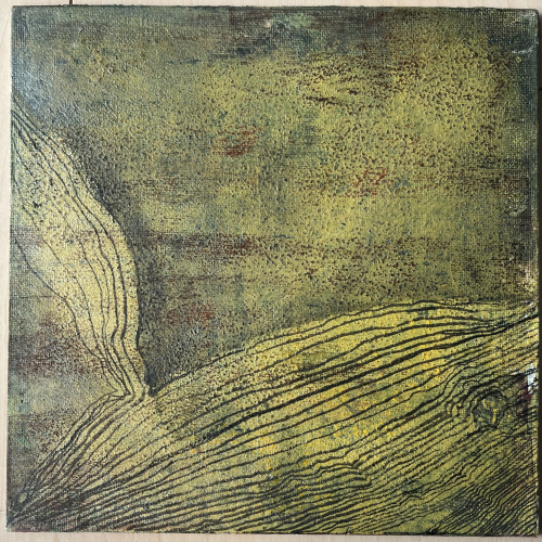 abstraktes Bild mit Gold und Linien